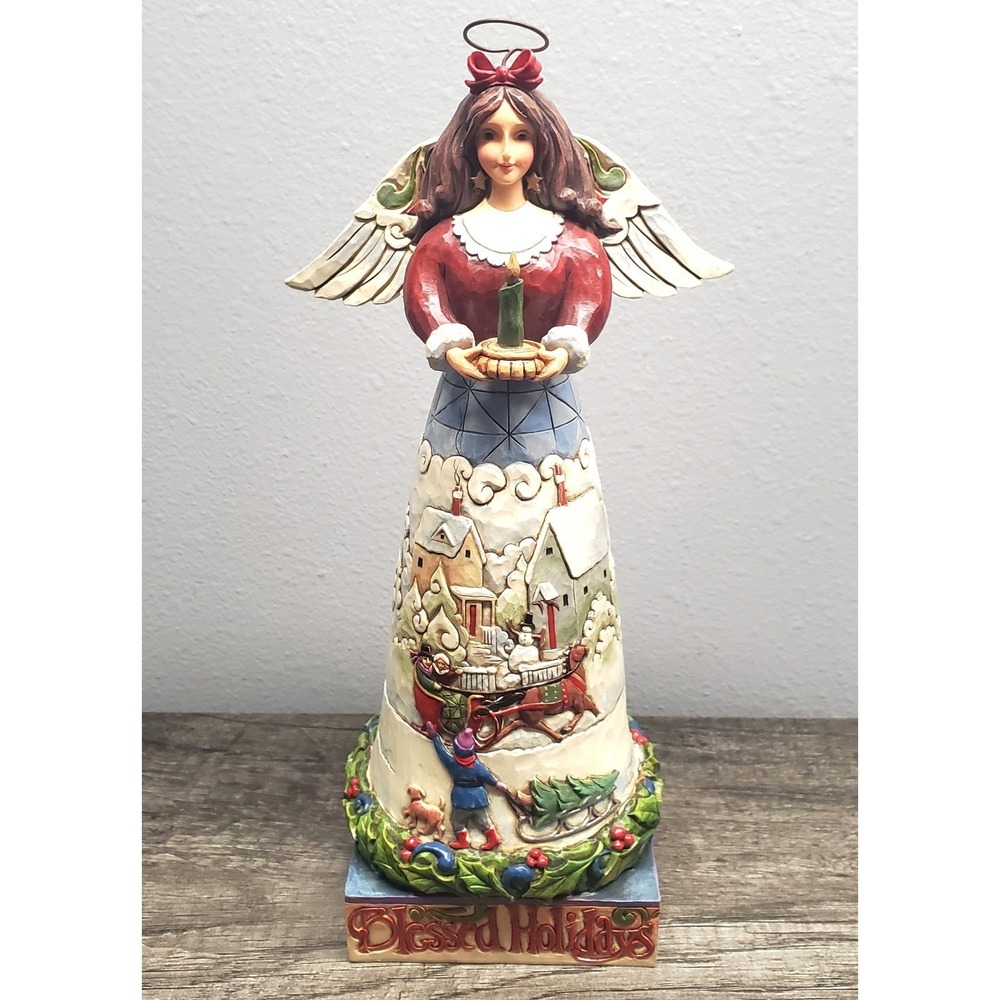 Jim Shore 2010 "Blessed Be the‎ Merry of Heart" Angel Holding Candle Holiday EUC